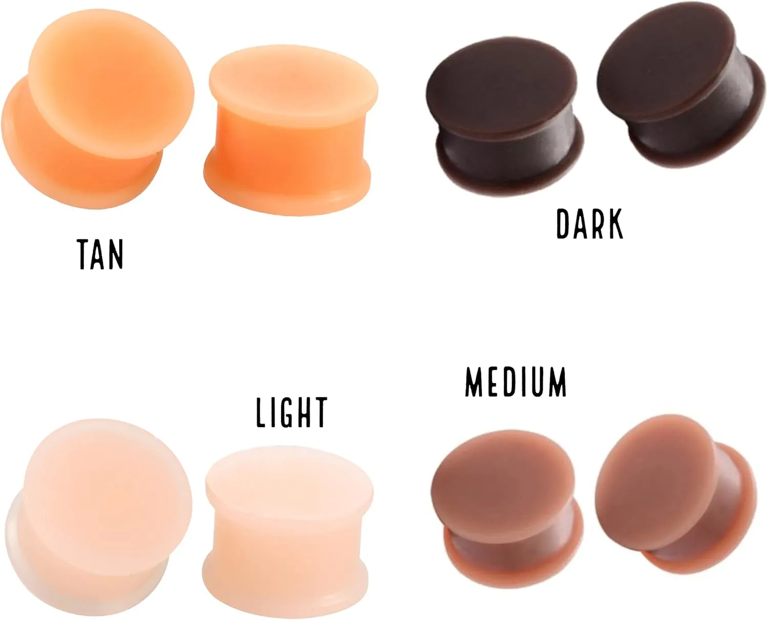 Brokkr Silicone Pair Flesh Skin Tone Ear Plugs Tunnels Gauges Multiple Shades