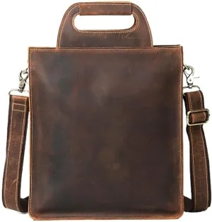 Business Travel Vacation Commuter Bag Vintage Leather Messenger Briefcase Men Waterproof Laptop Case Carry Weekender