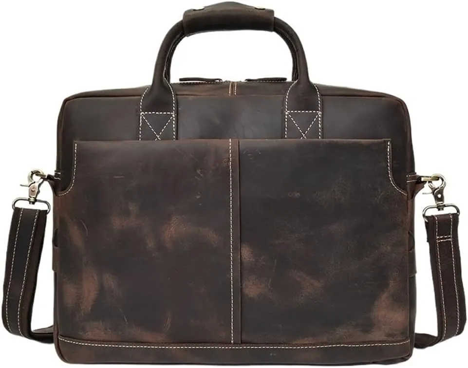 Business Travel Vacation Work Bag for Men Vintage Hand Carry on Waterproof Leather Messenger Briefcase