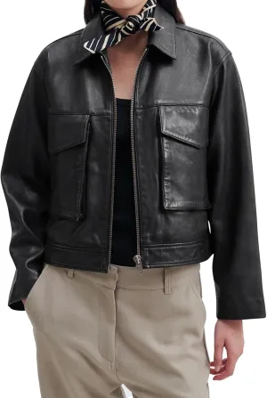 BZB Womens Faux Leather Motorcycle Jacket 2025 Trendy Pockets Bomber Zip Up Cropped Jackets Coat Outerwear