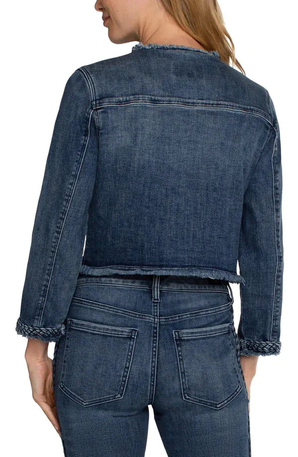 Cameron Cropped Braided Denim Jacket - Liverpool Los Angeles LM1019F97