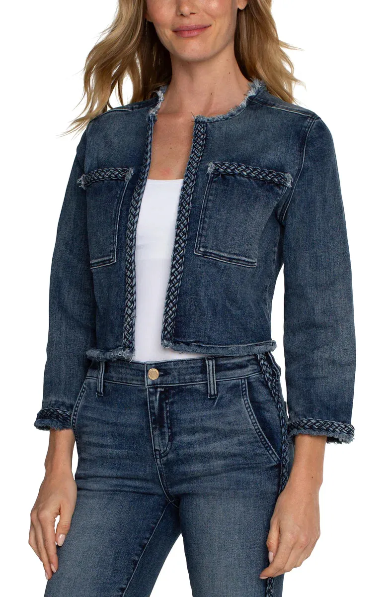 Cameron Cropped Braided Denim Jacket - Liverpool Los Angeles LM1019F97