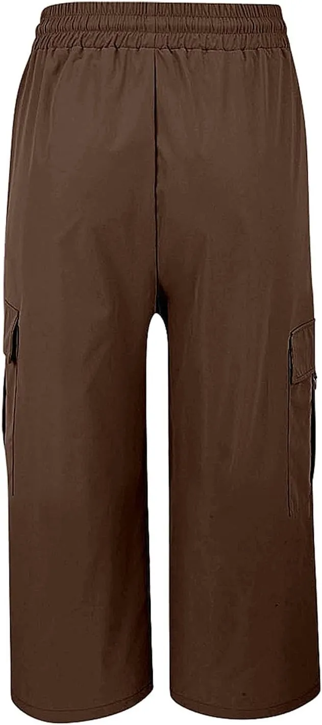 Capri Pants for Women UK Summer Quick Dry Cargo Hiking Joggers Lightweight Water Resistant Sweatpants with Pockets