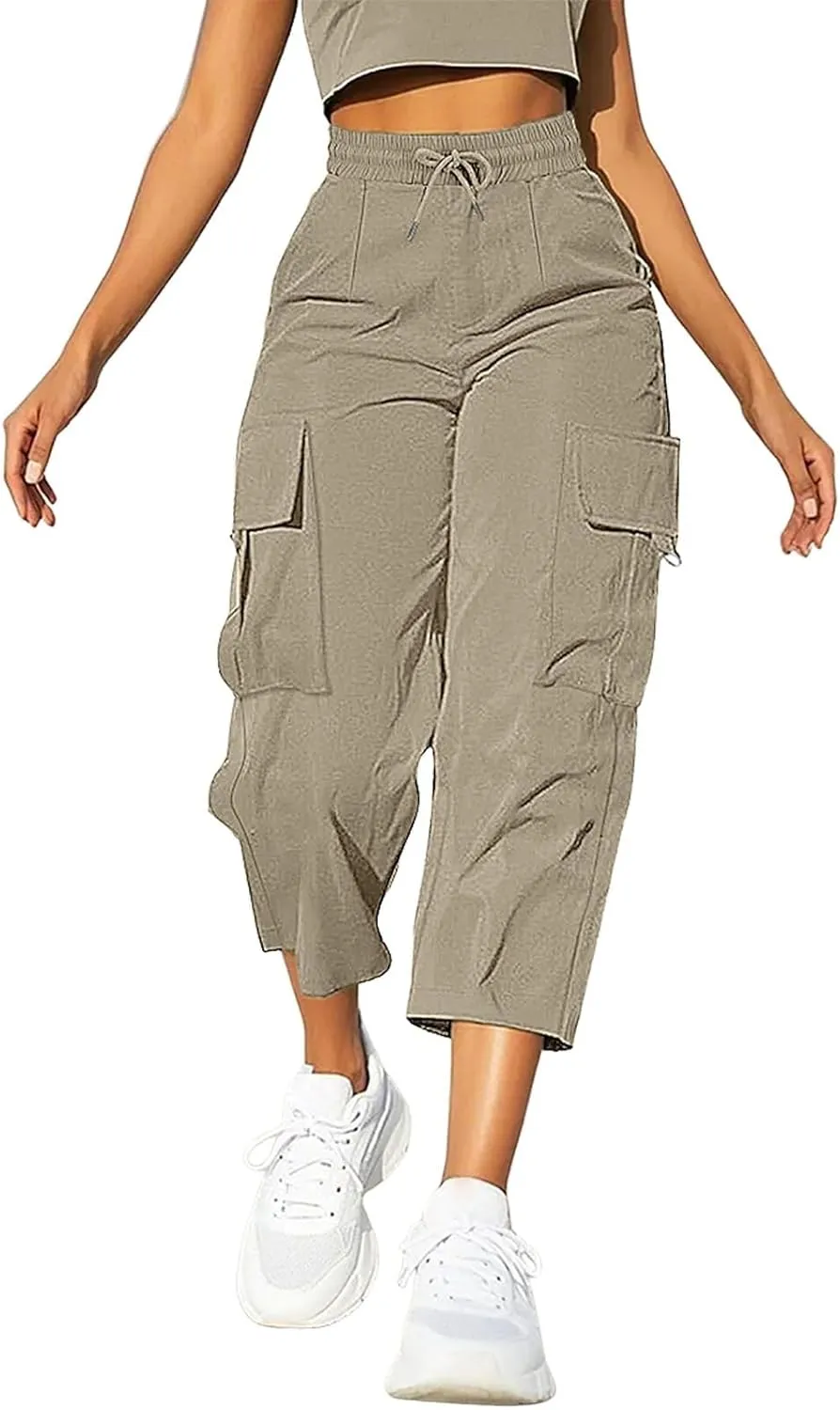 Capri Pants for Women UK Summer Quick Dry Cargo Hiking Joggers Lightweight Water Resistant Sweatpants with Pockets