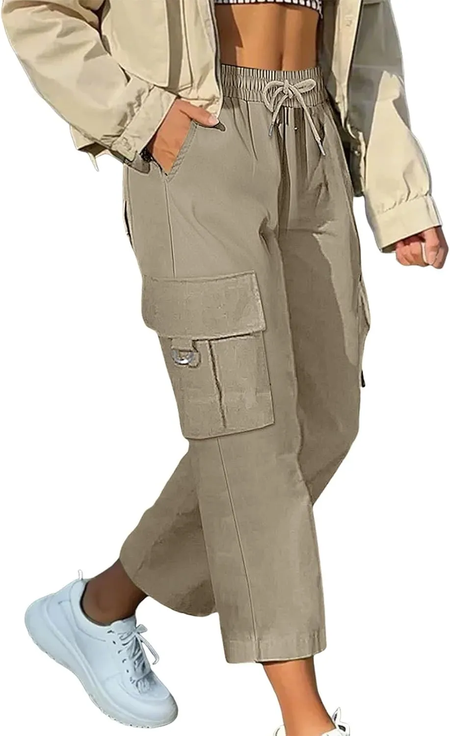 Capri Pants for Women UK Summer Quick Dry Cargo Hiking Joggers Lightweight Water Resistant Sweatpants with Pockets