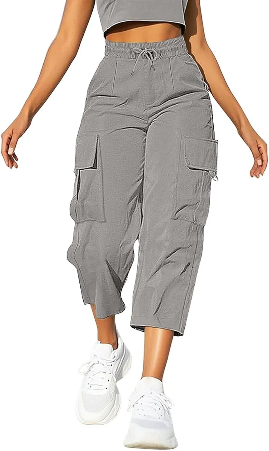 Capri Pants for Women UK Summer Quick Dry Cargo Hiking Joggers Lightweight Water Resistant Sweatpants with Pockets