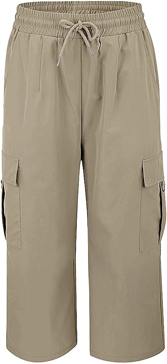 Capri Pants for Women UK Summer Quick Dry Cargo Hiking Joggers Lightweight Water Resistant Sweatpants with Pockets