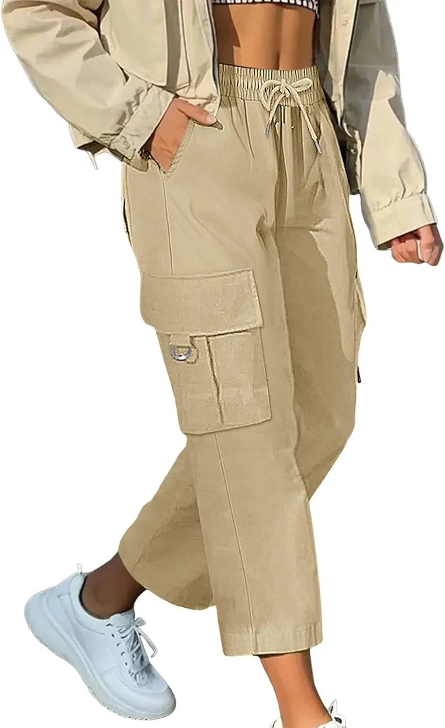 Capri Pants for Women UK Summer Quick Dry Cargo Hiking Joggers Lightweight Water Resistant Sweatpants with Pockets