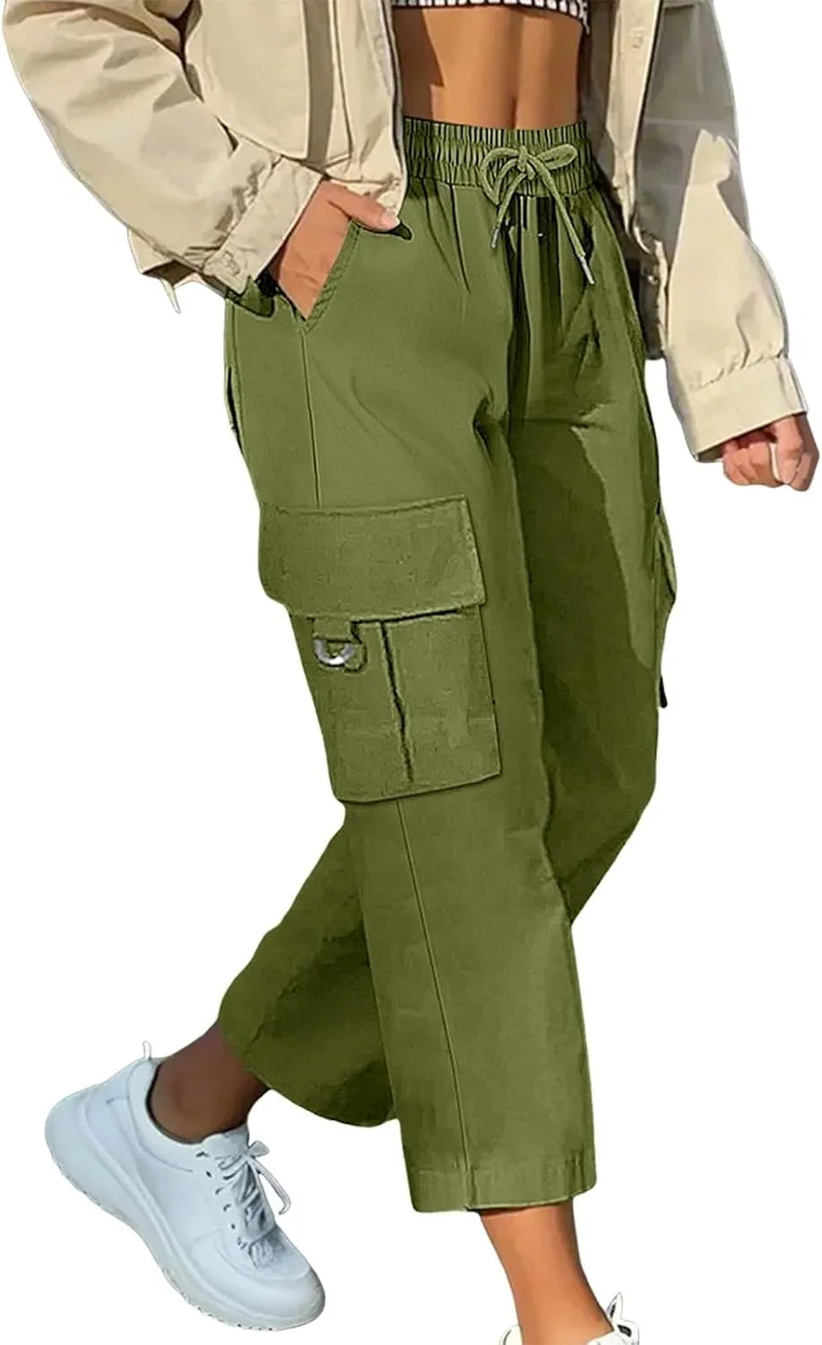 Capri Pants for Women UK Summer Quick Dry Cargo Hiking Joggers Lightweight Water Resistant Sweatpants with Pockets