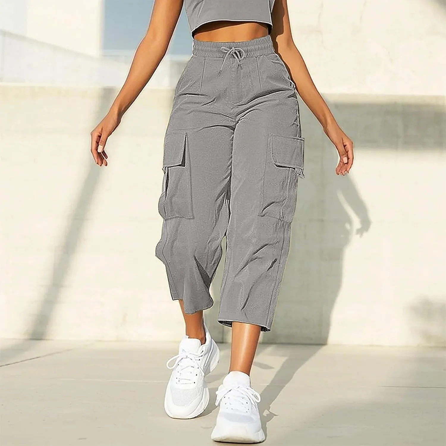 Capri Pants for Women UK Summer Quick Dry Cargo Hiking Joggers Lightweight Water Resistant Sweatpants with Pockets
