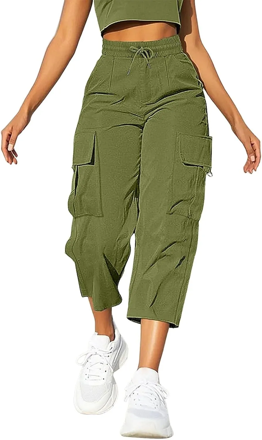 Capri Pants for Women UK Summer Quick Dry Cargo Hiking Joggers Lightweight Water Resistant Sweatpants with Pockets