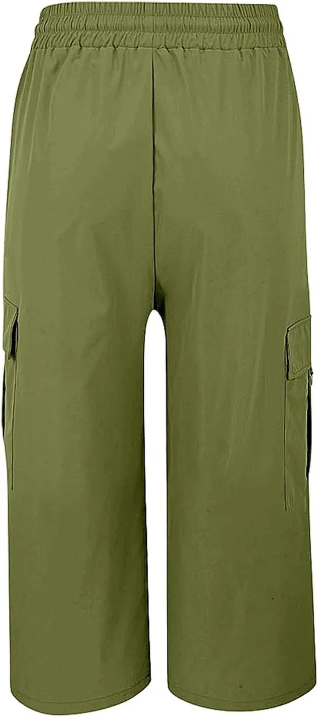 Capri Pants for Women UK Summer Quick Dry Cargo Hiking Joggers Lightweight Water Resistant Sweatpants with Pockets