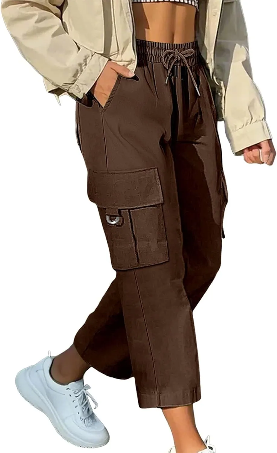 Capri Pants for Women UK Summer Quick Dry Cargo Hiking Joggers Lightweight Water Resistant Sweatpants with Pockets