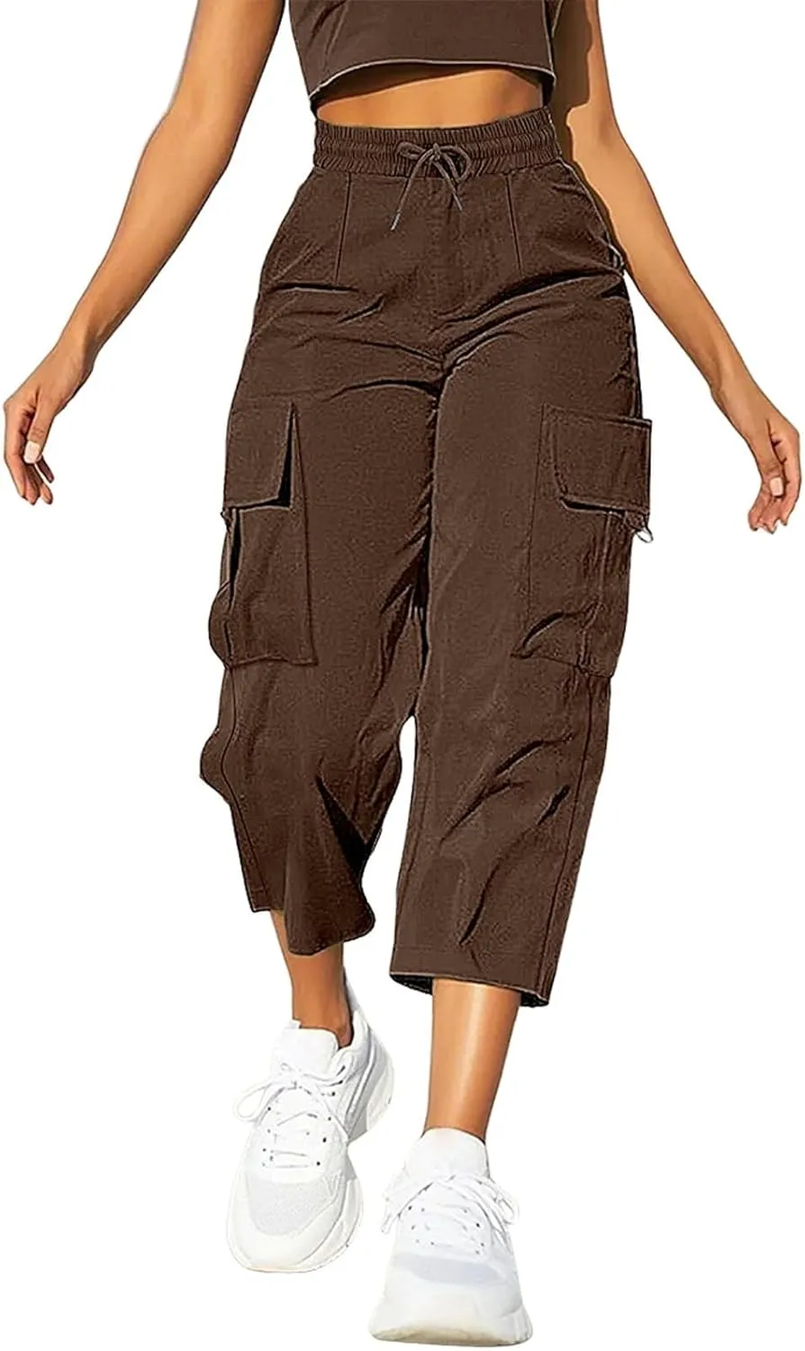 Capri Pants for Women UK Summer Quick Dry Cargo Hiking Joggers Lightweight Water Resistant Sweatpants with Pockets