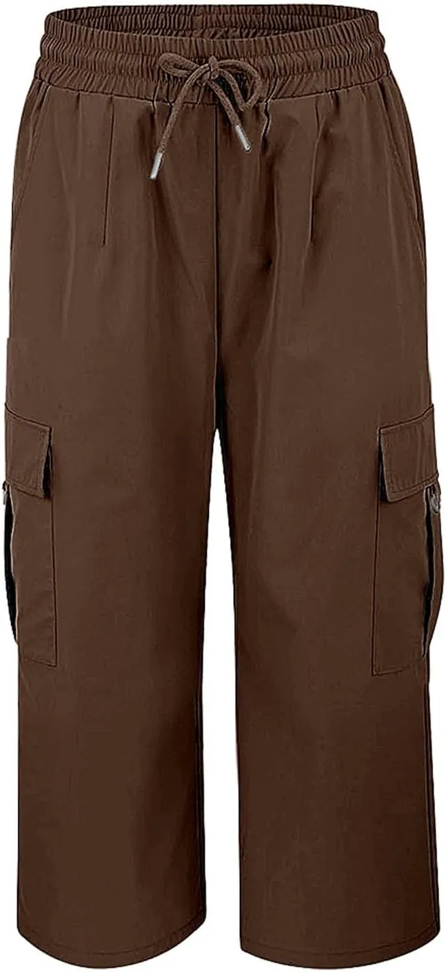 Capri Pants for Women UK Summer Quick Dry Cargo Hiking Joggers Lightweight Water Resistant Sweatpants with Pockets