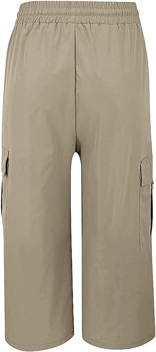 Capri Pants for Women UK Summer Quick Dry Cargo Hiking Joggers Lightweight Water Resistant Sweatpants with Pockets