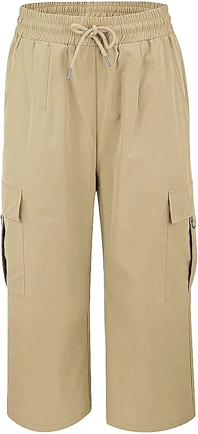 Capri Pants for Women UK Summer Quick Dry Cargo Hiking Joggers Lightweight Water Resistant Sweatpants with Pockets