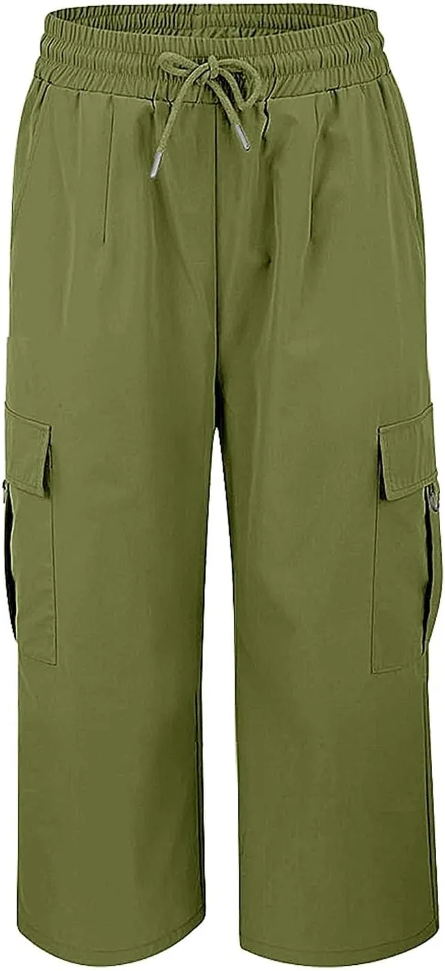 Capri Pants for Women UK Summer Quick Dry Cargo Hiking Joggers Lightweight Water Resistant Sweatpants with Pockets