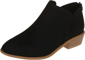 Cathalem Ankle Boots for Women Wide Calf Comfy V-Cutout Side Zip Low Heel Ankle BootiesVintage Leather Hiking Shoes