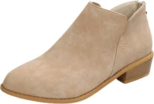 Cathalem Ankle Boots for Women Wide Calf Comfy V-Cutout Side Zip Low Heel Ankle BootiesVintage Leather Hiking Shoes