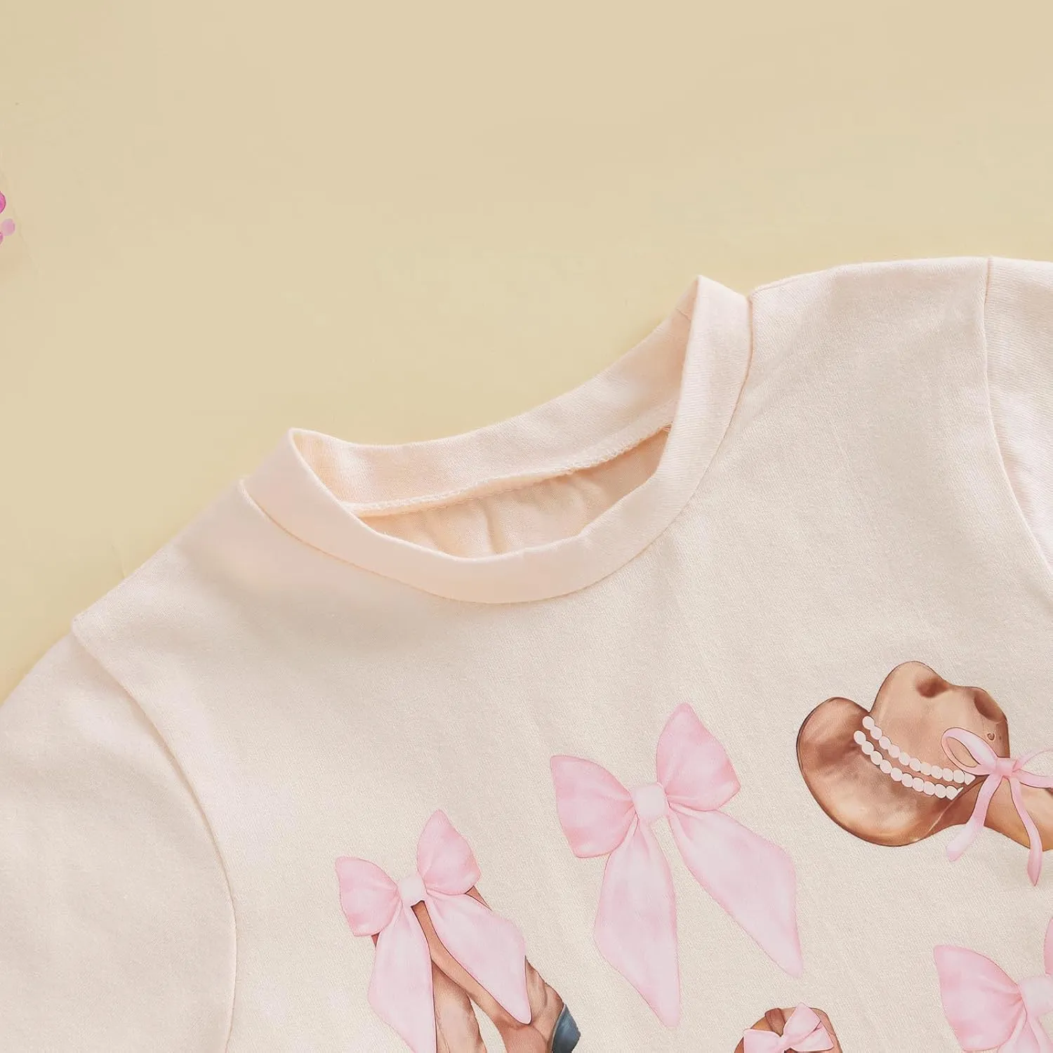 Chloefairy Western Toddler Baby Girl Summer Clothes Bow Boots Short Sleeve T-Shirt Tulle Tutu Skirt Set Kids Cowgirl Outfit