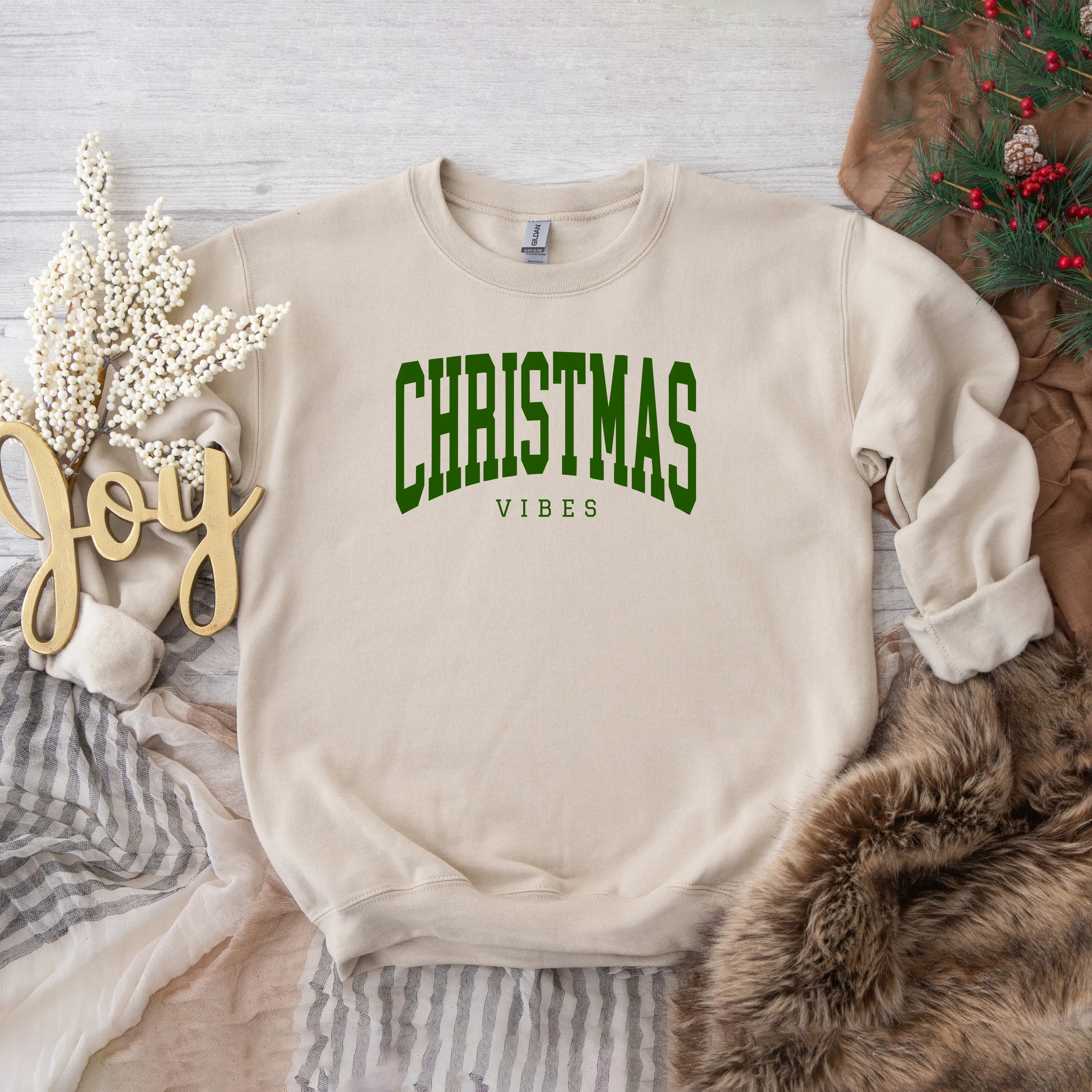 Christmas Vibes Varsity | Sweatshirt