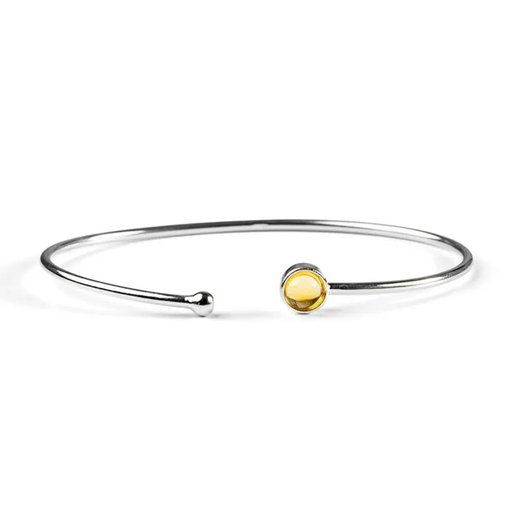 Citrine Bangle, Sterling Silver, Simple Cuff Bangle, Minimal Bracelet, Gemstone Bangle, Stacking Bangle, Handmade Bangle, Citrine Bracelet, Midi Bangle, Dainty Bangle Bracelet, Citrine Birthstone