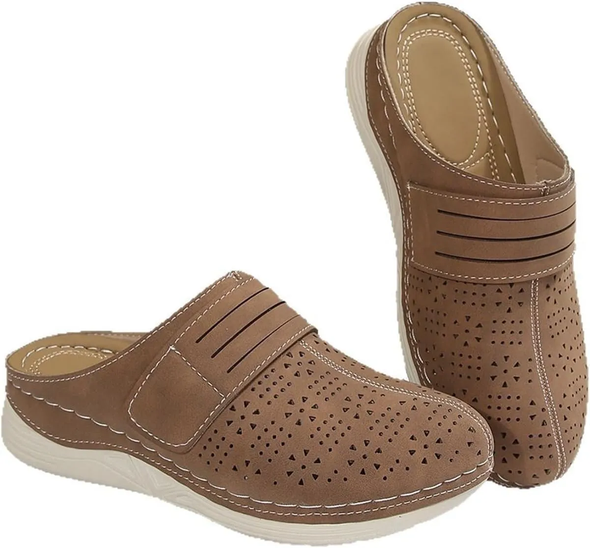 Clogs for Women Comfortable Closed Toe Mules Summer Dressy Slip On Shoes Walking Wedge Clogs Hollow Out Sandals Business Work Open Back Shoe Travel Vacation Sandals