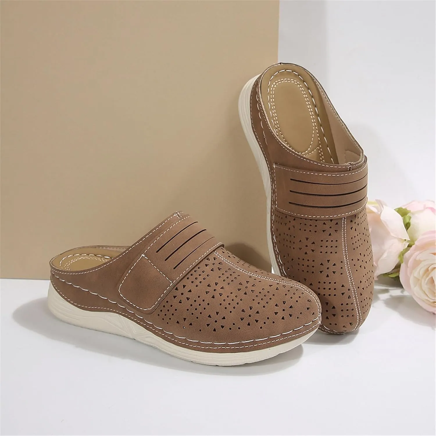 Clogs for Women Comfortable Closed Toe Mules Summer Dressy Slip On Shoes Walking Wedge Clogs Hollow Out Sandals Business Work Open Back Shoe Travel Vacation Sandals