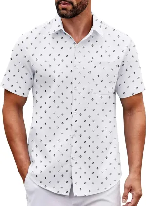 COOFANDY Mens Short Sleeve Button Down Shirts Casual Dress Shirt Untucked Shirts with Pocket