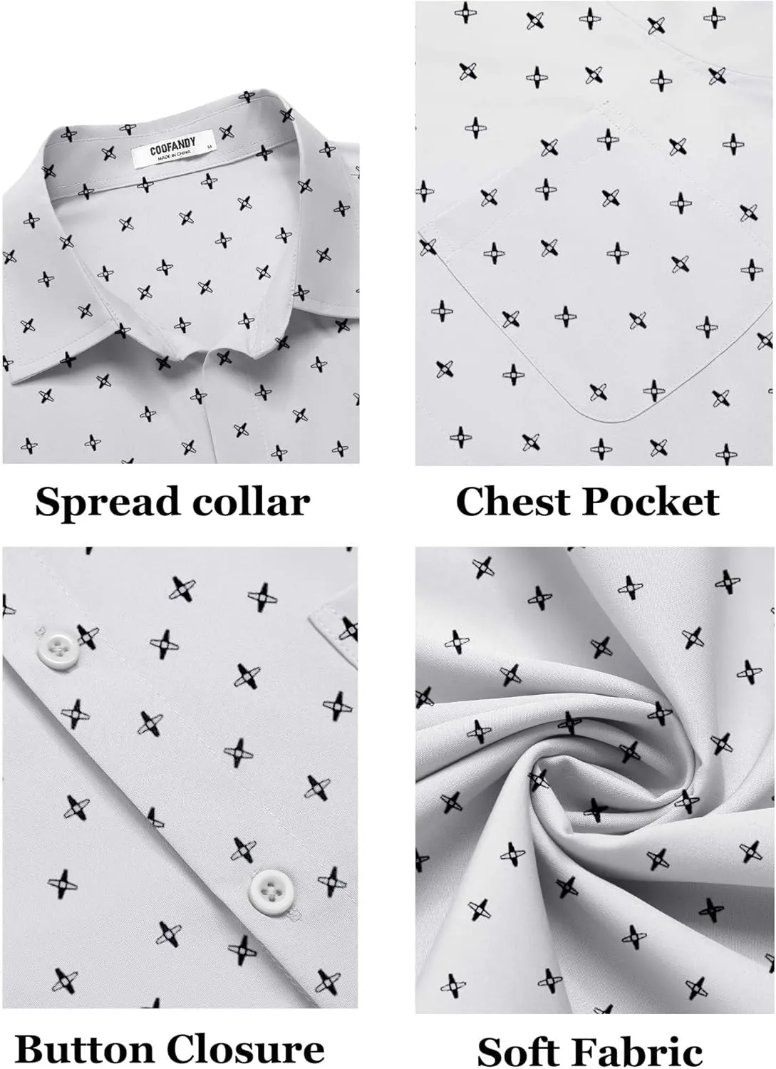 COOFANDY Mens Short Sleeve Button Down Shirts Casual Dress Shirt Untucked Shirts with Pocket
