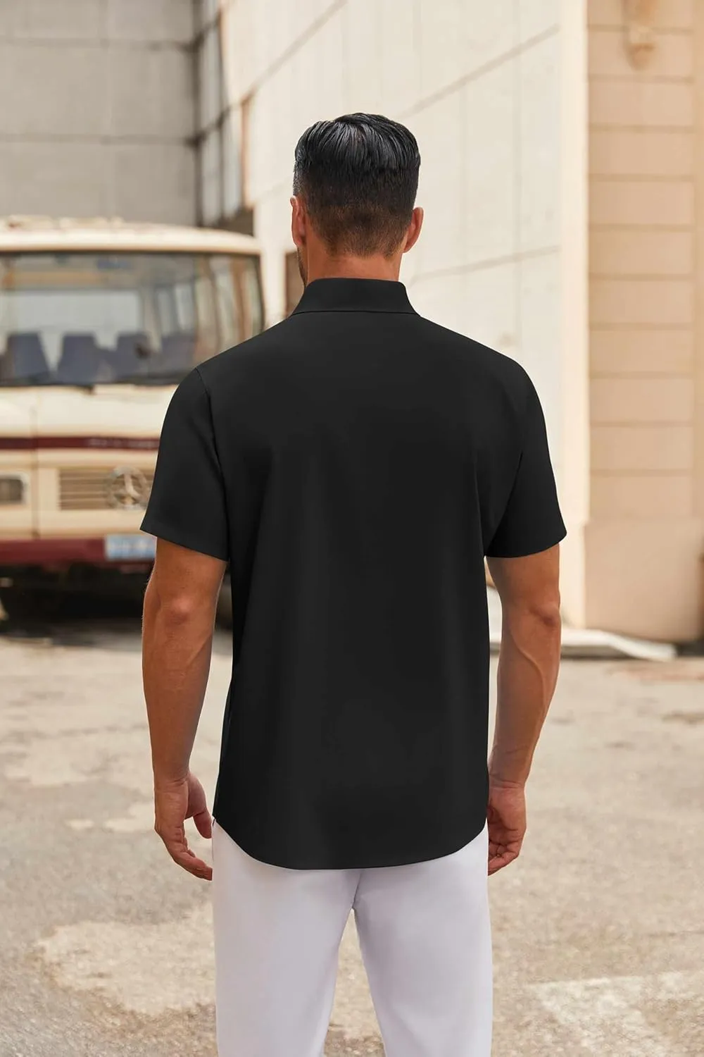 COOFANDY Mens Short Sleeve Button Down Shirts Casual Dress Shirt Untucked Shirts with Pocket