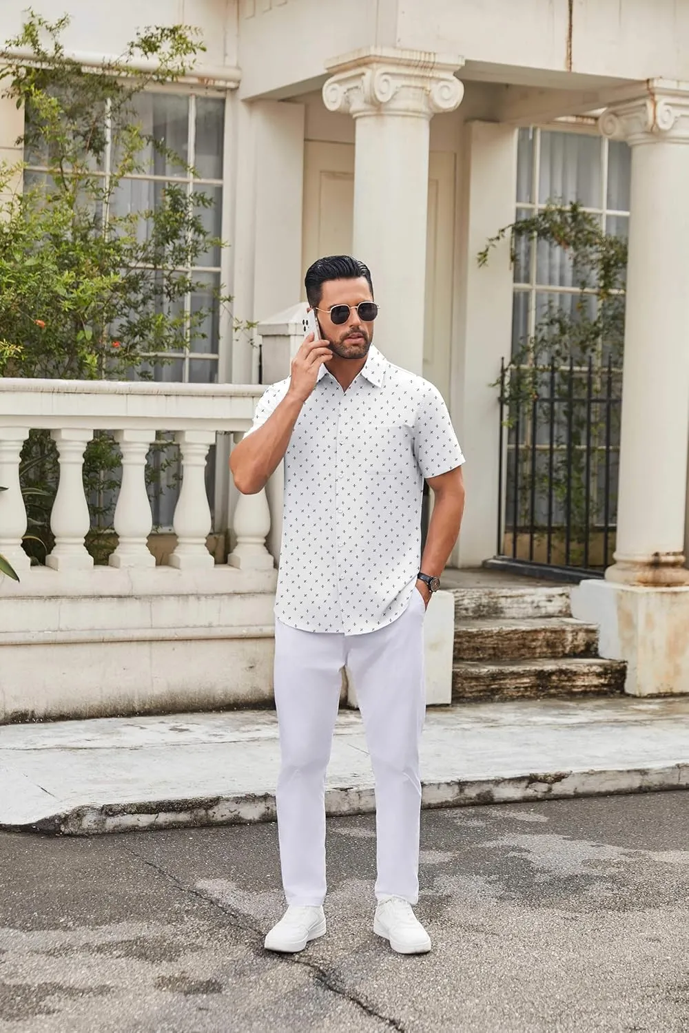 COOFANDY Mens Short Sleeve Button Down Shirts Casual Dress Shirt Untucked Shirts with Pocket