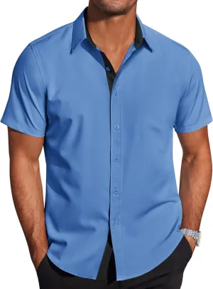 COOFANDY Men's Wrinkle Free Business Dress Shirts Short Sleeve Button Down Shirts