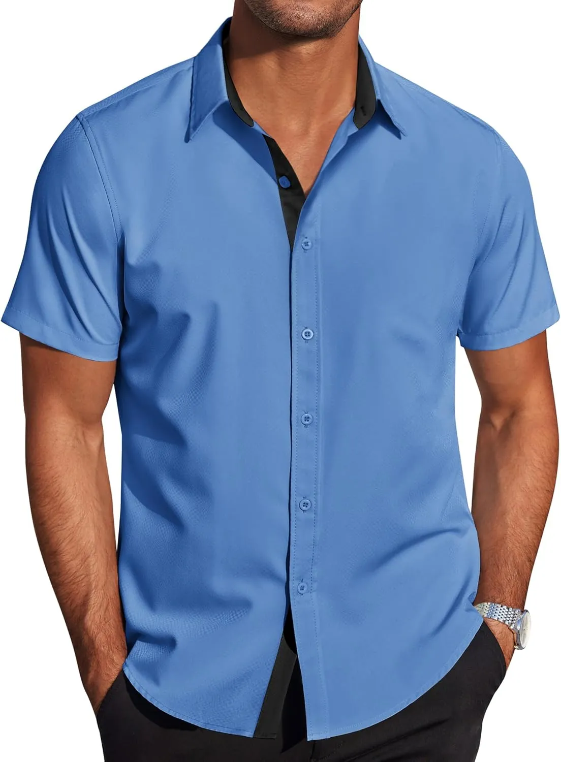COOFANDY Men's Wrinkle Free Business Dress Shirts Short Sleeve Button Down Shirts