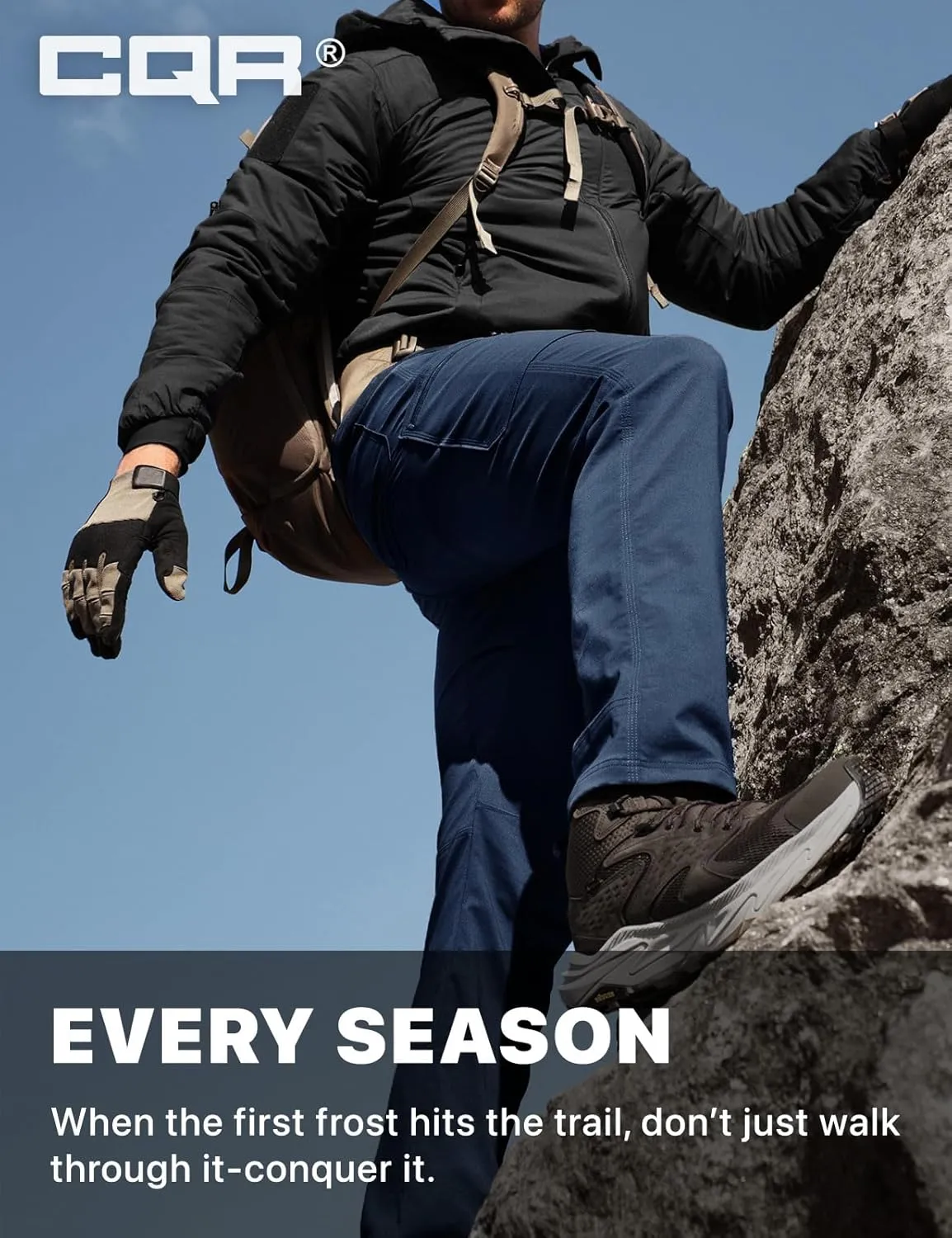 CQR Men's Cool Flex Tactical Pants, Water Resistant Lightweight Stretch Cargo Work Hiking Pants