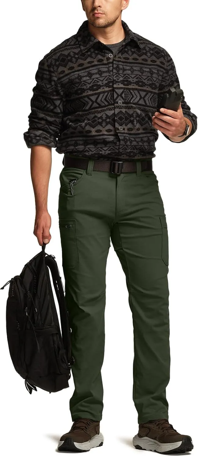 CQR Men's Cool Flex Tactical Pants, Water Resistant Lightweight Stretch Cargo Work Hiking Pants