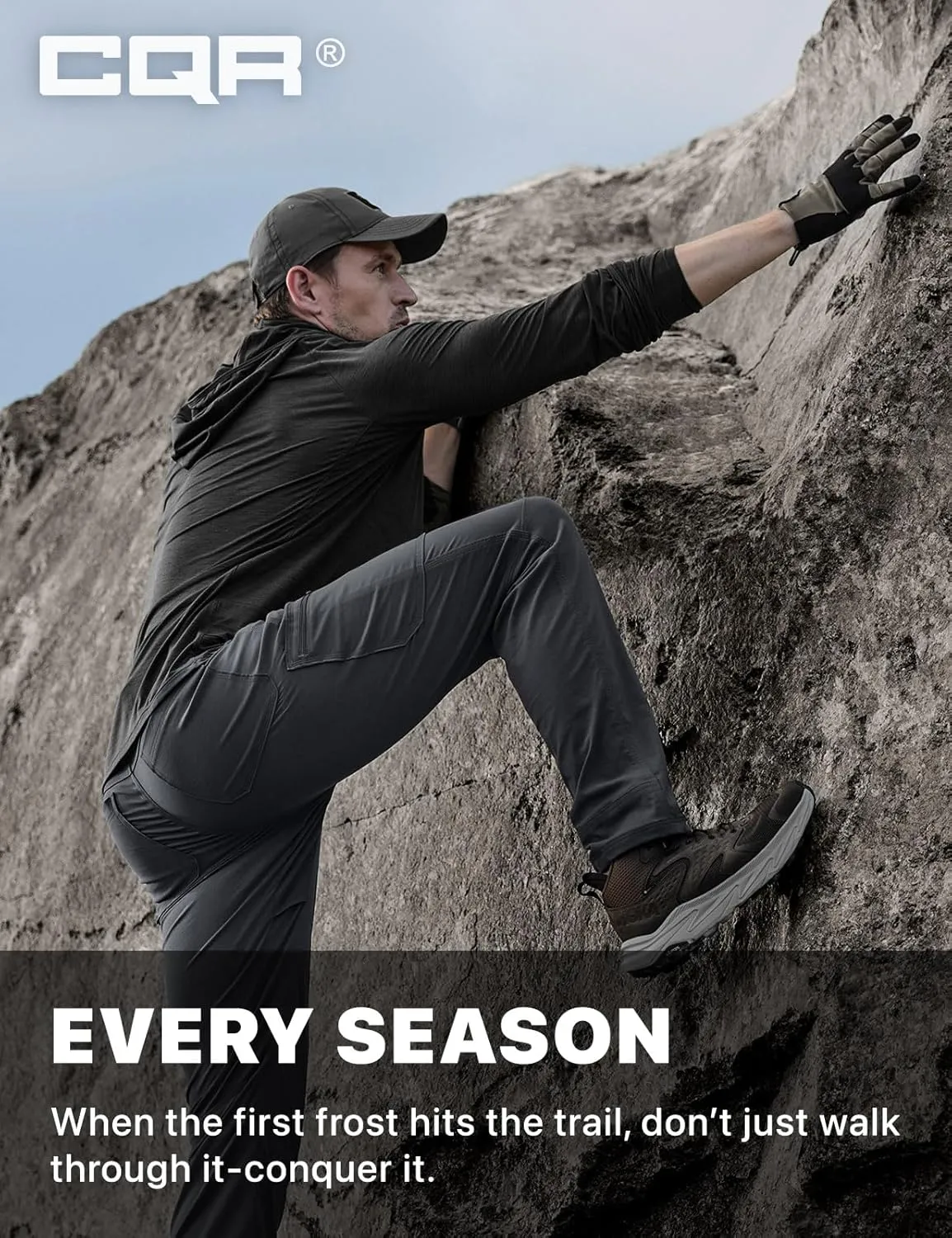 CQR Men's Cool Flex Tactical Pants, Water Resistant Lightweight Stretch Cargo Work Hiking Pants