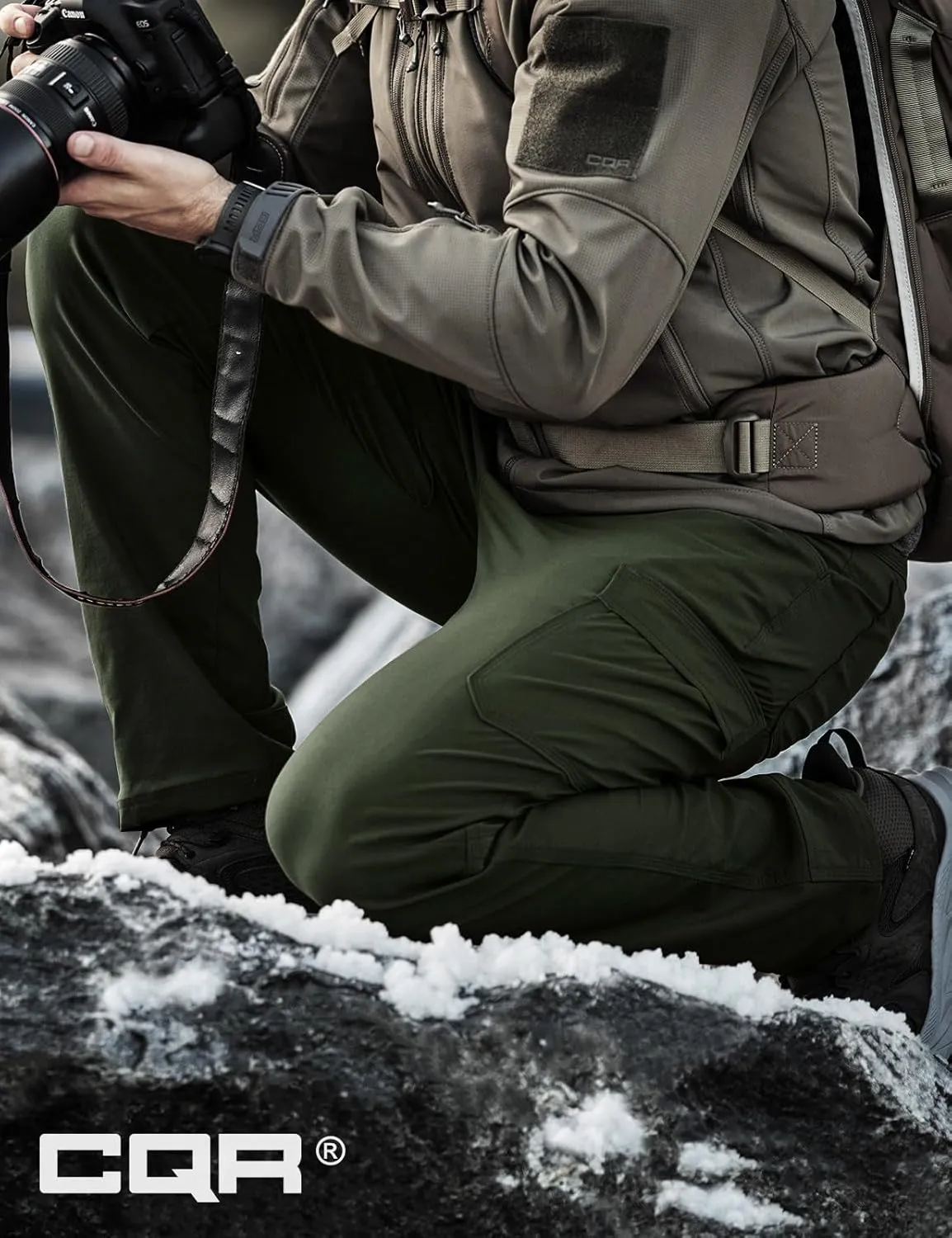 CQR Men's Cool Flex Tactical Pants, Water Resistant Lightweight Stretch Cargo Work Hiking Pants