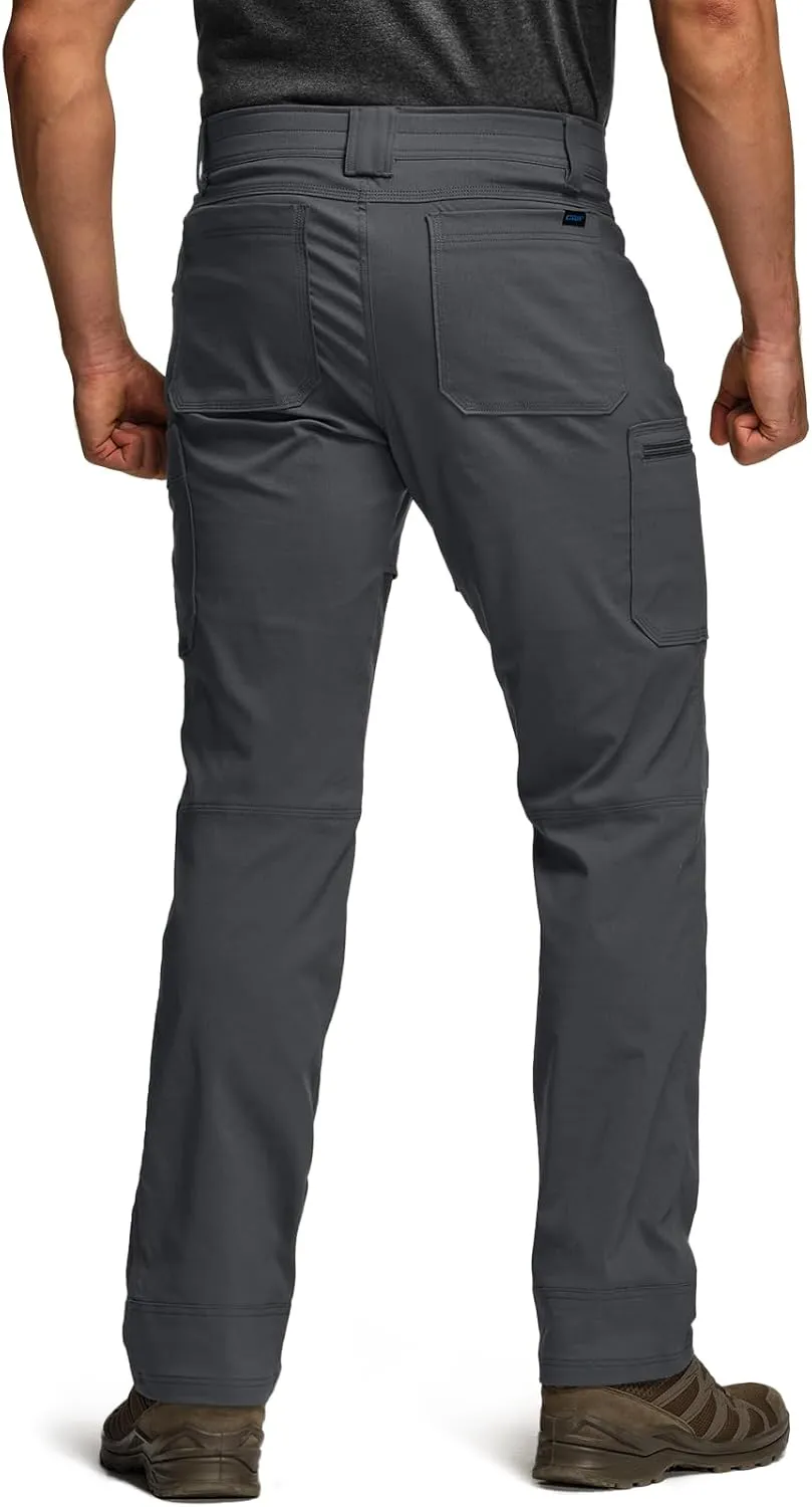 CQR Men's Cool Flex Tactical Pants, Water Resistant Lightweight Stretch Cargo Work Hiking Pants