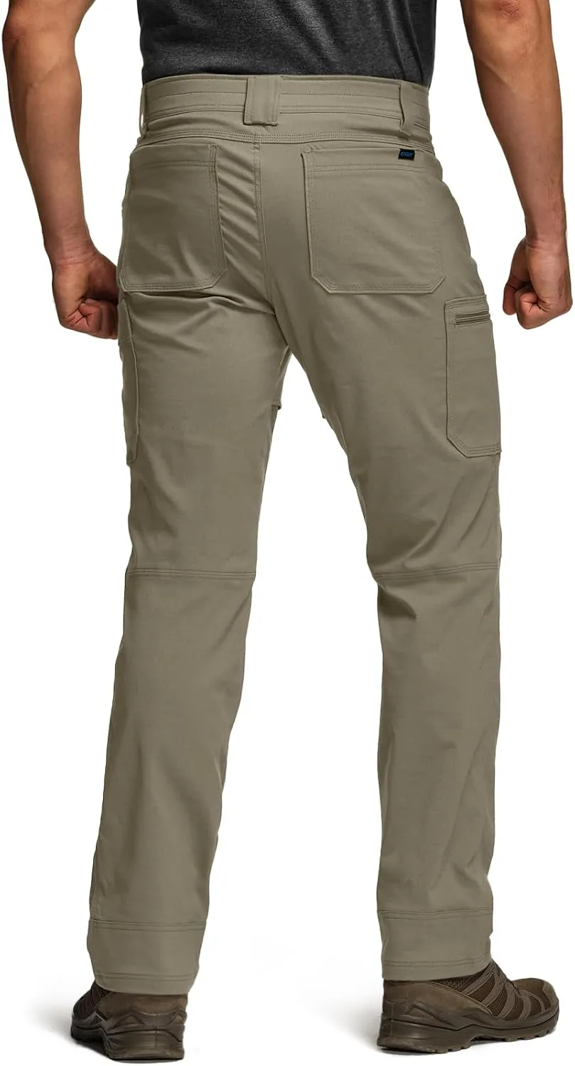 CQR Men's Cool Flex Tactical Pants, Water Resistant Lightweight Stretch Cargo Work Hiking Pants