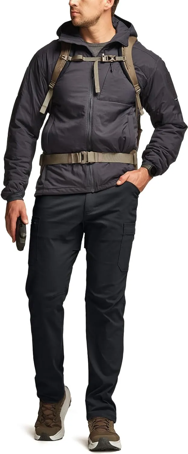 CQR Men's Cool Flex Tactical Pants, Water Resistant Lightweight Stretch Cargo Work Hiking Pants