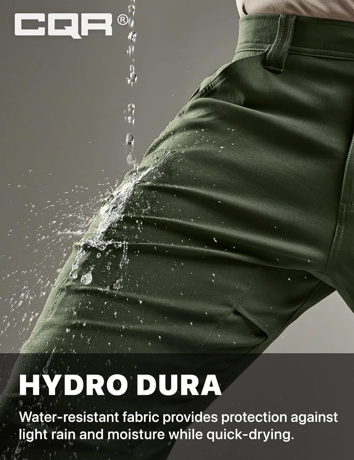 CQR Men's Cool Flex Tactical Pants, Water Resistant Lightweight Stretch Cargo Work Hiking Pants