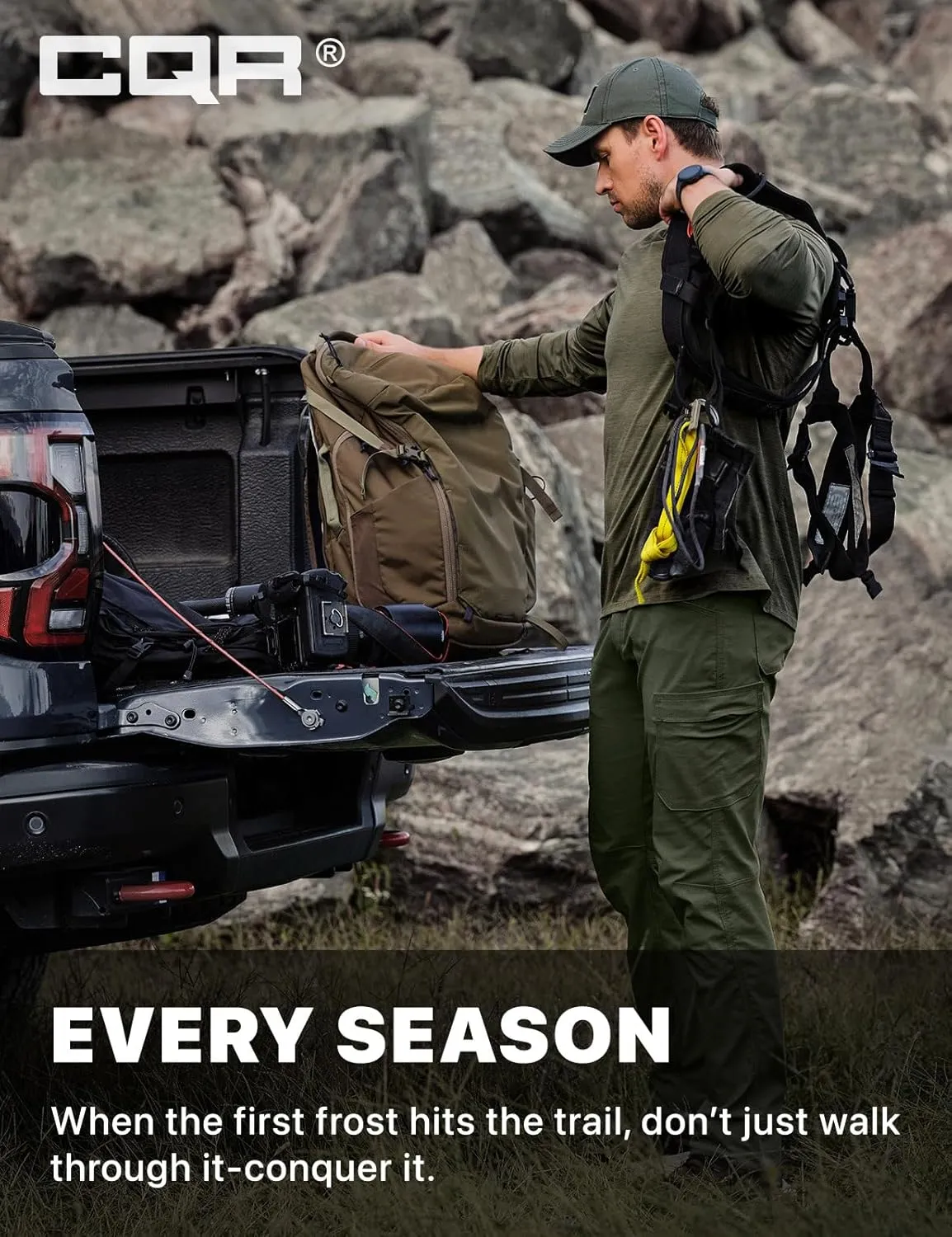 CQR Men's Cool Flex Tactical Pants, Water Resistant Lightweight Stretch Cargo Work Hiking Pants