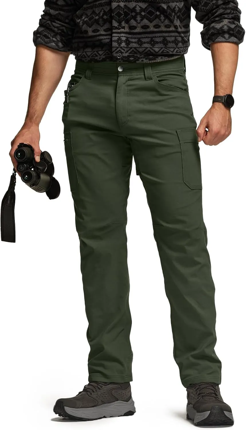 CQR Men's Cool Flex Tactical Pants, Water Resistant Lightweight Stretch Cargo Work Hiking Pants