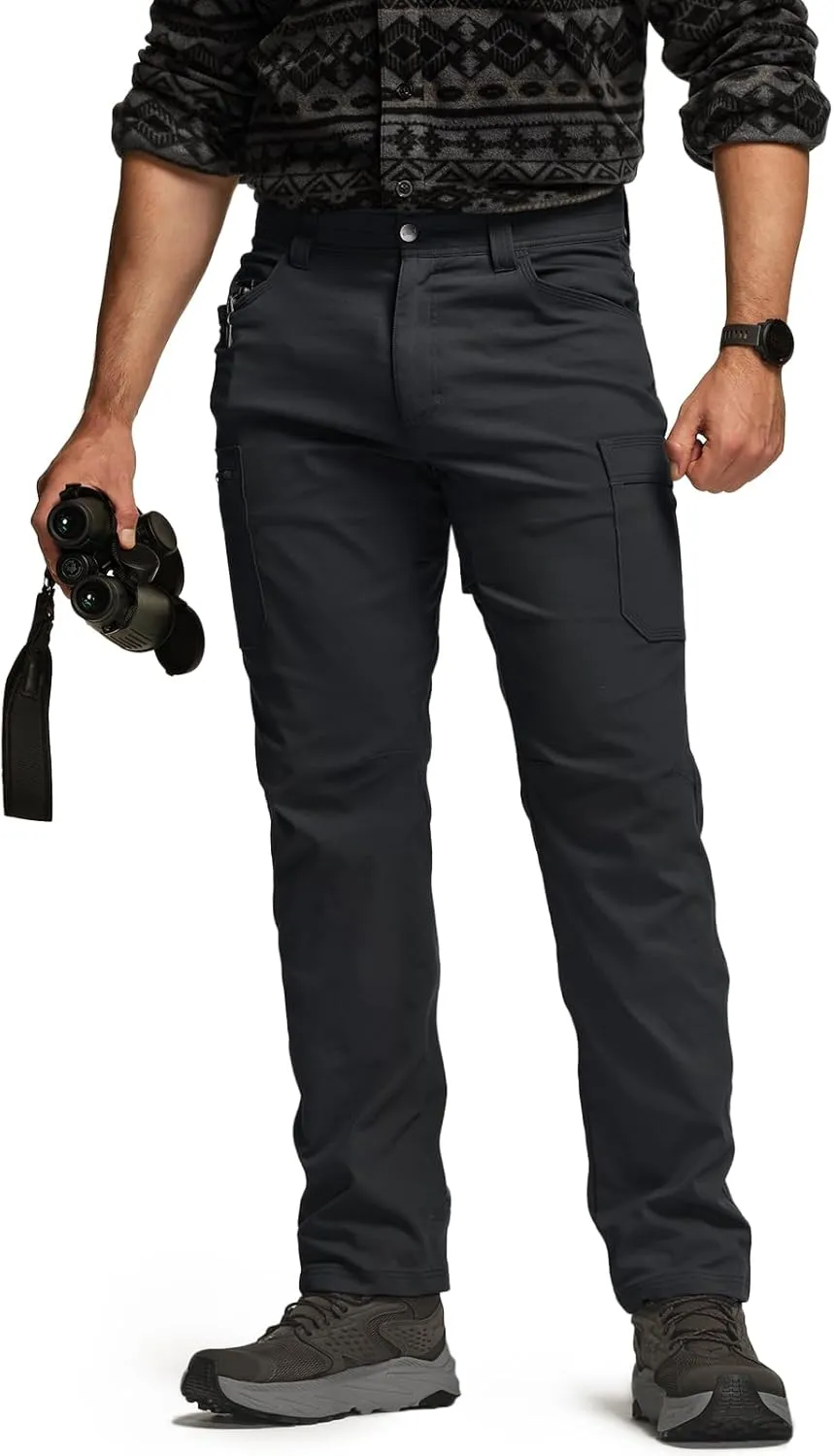 CQR Men's Cool Flex Tactical Pants, Water Resistant Lightweight Stretch Cargo Work Hiking Pants