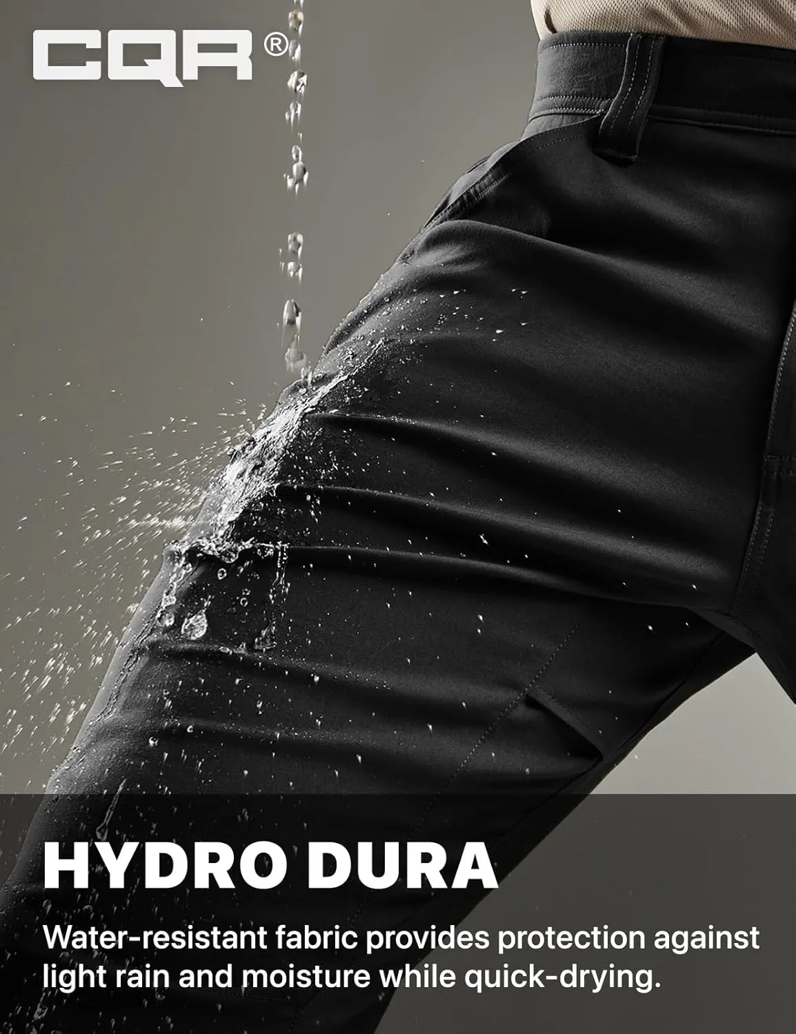 CQR Men's Cool Flex Tactical Pants, Water Resistant Lightweight Stretch Cargo Work Hiking Pants