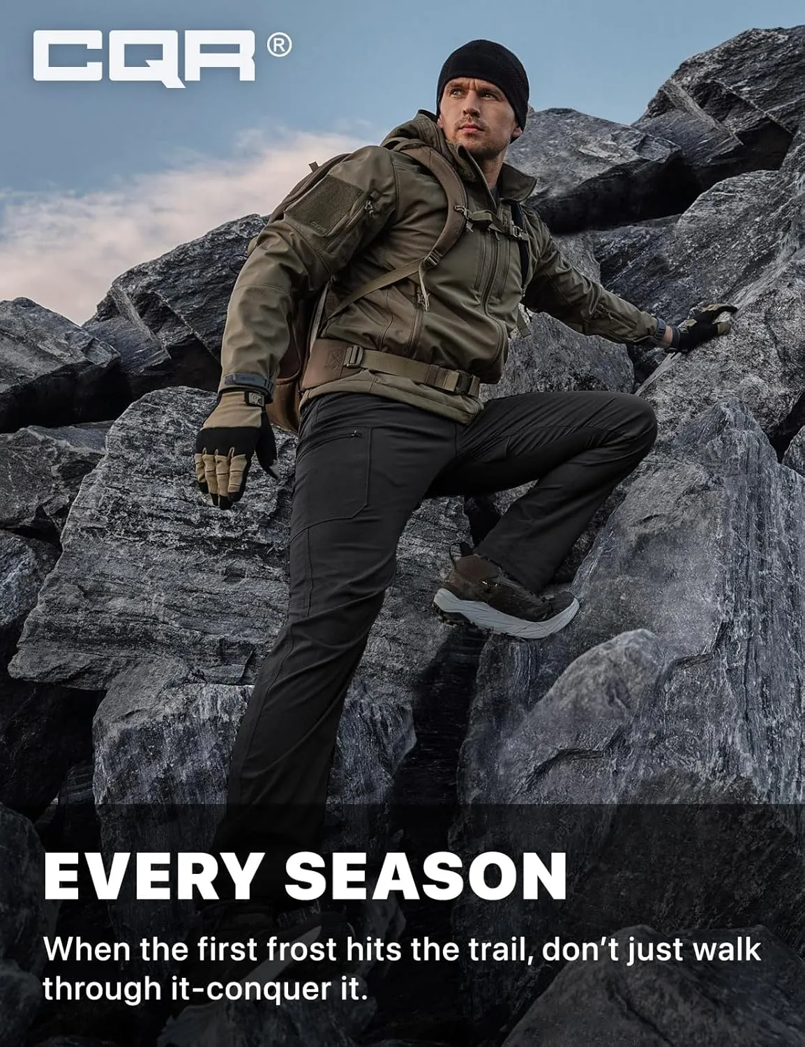 CQR Men's Cool Flex Tactical Pants, Water Resistant Lightweight Stretch Cargo Work Hiking Pants