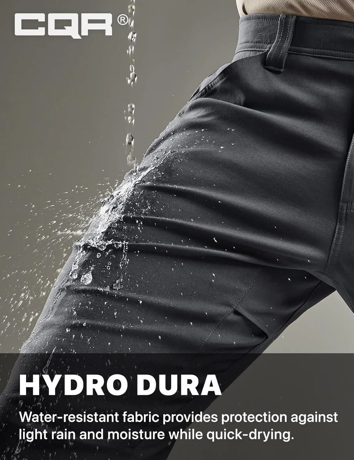 CQR Men's Cool Flex Tactical Pants, Water Resistant Lightweight Stretch Cargo Work Hiking Pants