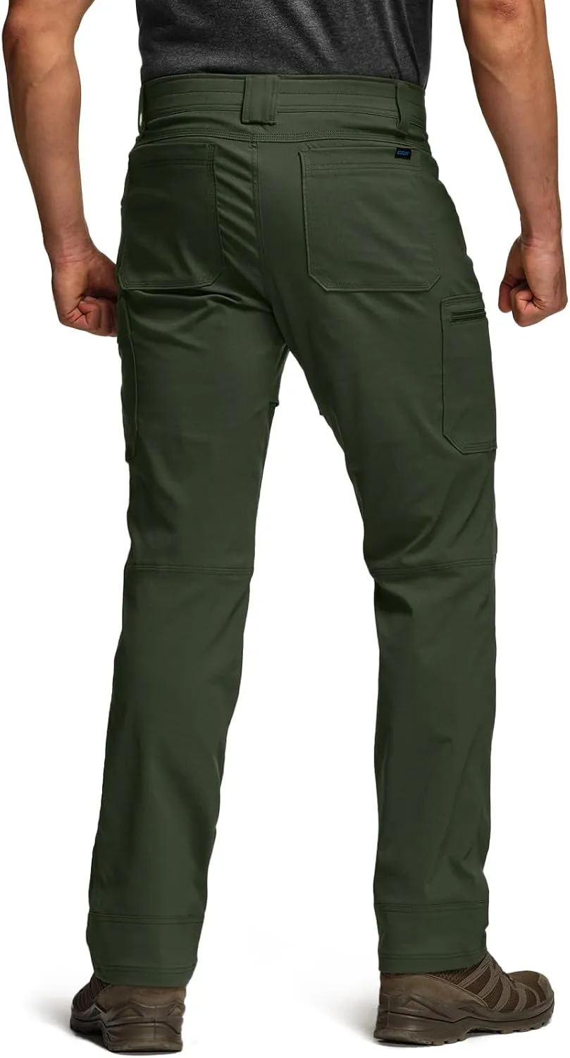 CQR Men's Cool Flex Tactical Pants, Water Resistant Lightweight Stretch Cargo Work Hiking Pants